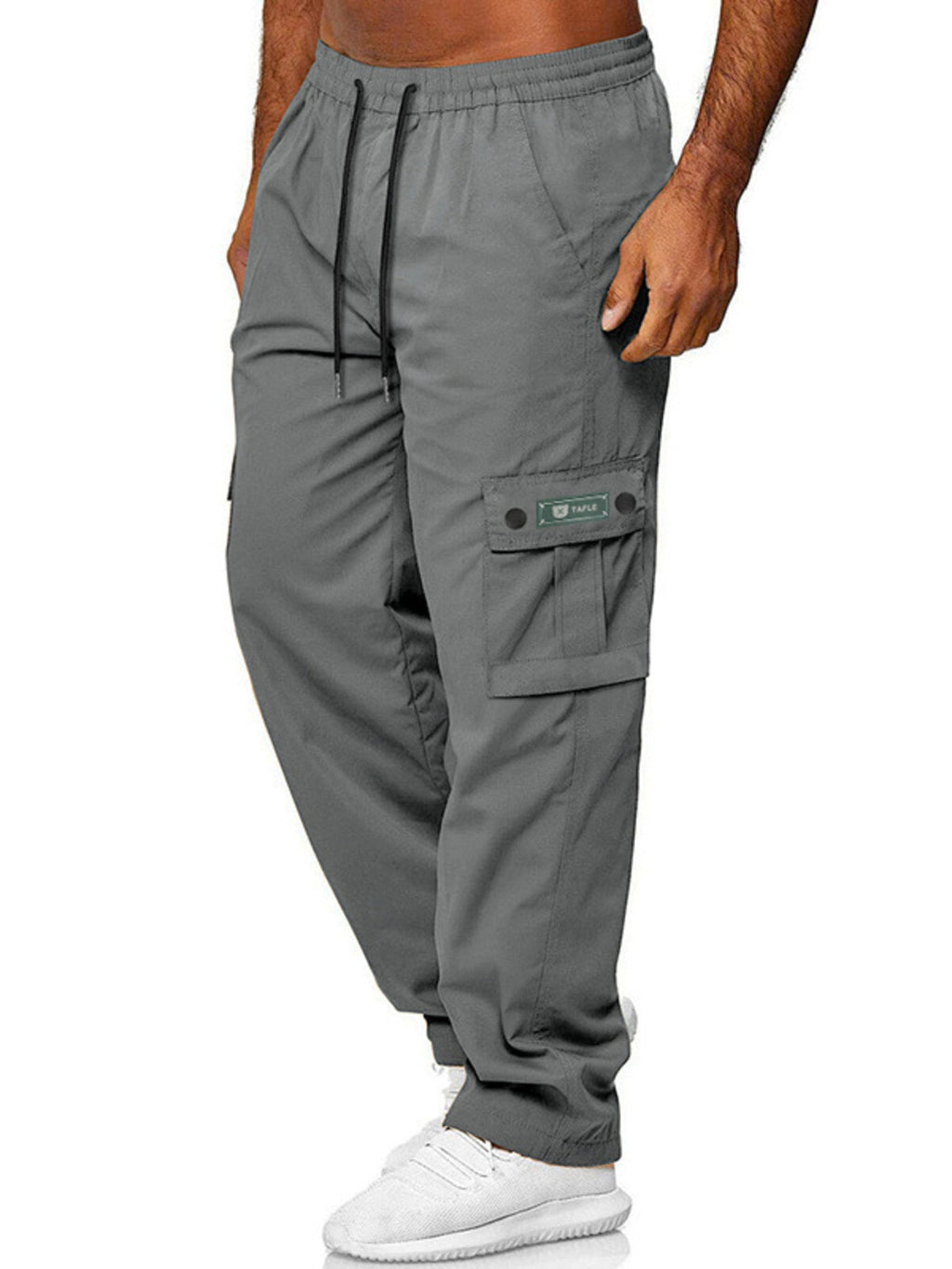 Men's Full Size Cargo Pants with Drawstring Waist Plus Size