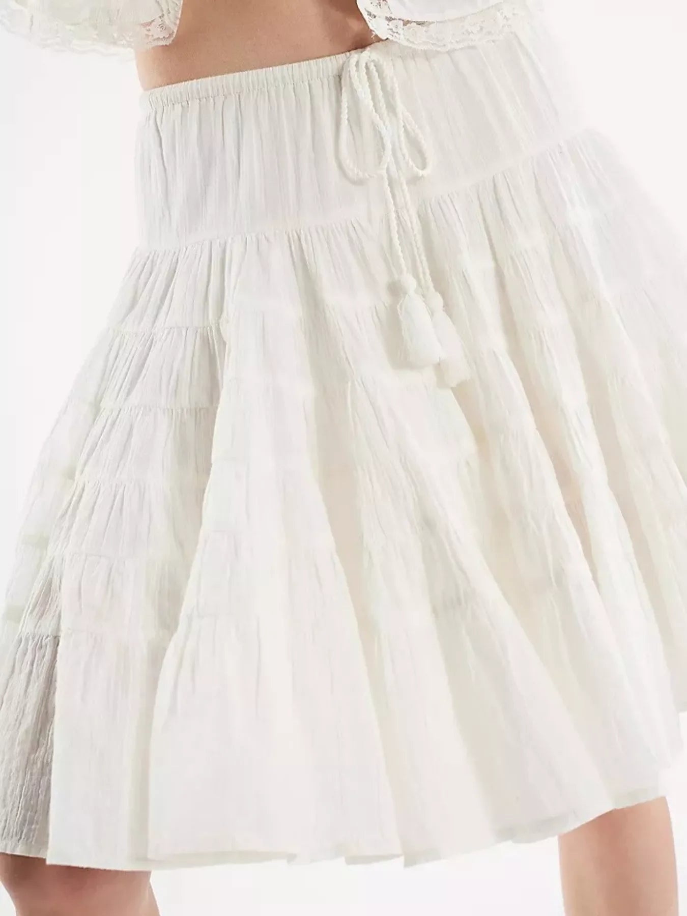 Tiered Drawstring Mini Skirt