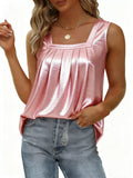 Full Size Pleated Square Neck Tank Plus Size