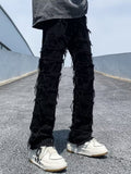 Men's Full Size Frayed Slim Fit Jeans Plus Size
