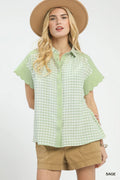 Mixed Gingham Short Sleeve Shirt