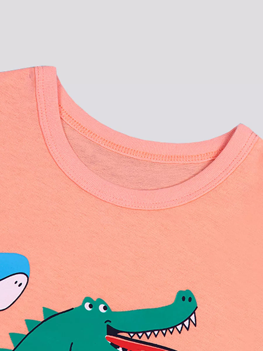 Children's Crocodile & Shark Round Neck T-Shirt