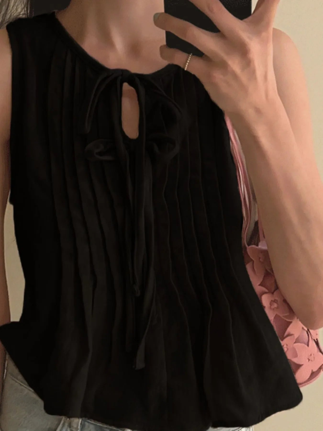 Tie-Front Sleeveless Summer Blouse
