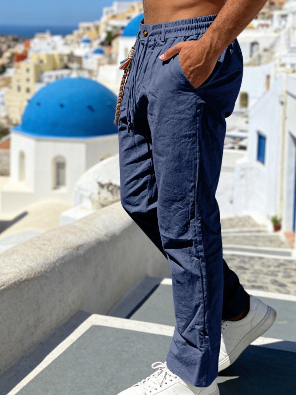 Men's Full Size Casual Drawstring Pants with Pockets Plus Size
