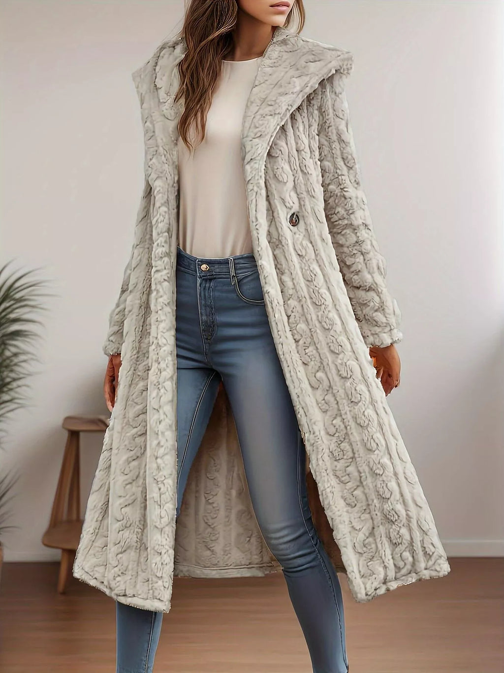 Cozy Hooded Button Up Longline Outerwear