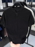 Men's Plus Size Notched Short Sleeve T-Shirt
