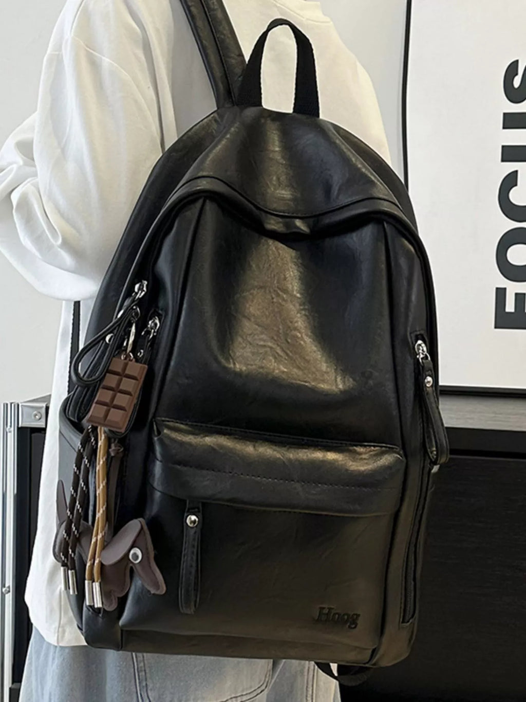 Leather Texture Backpack Bag