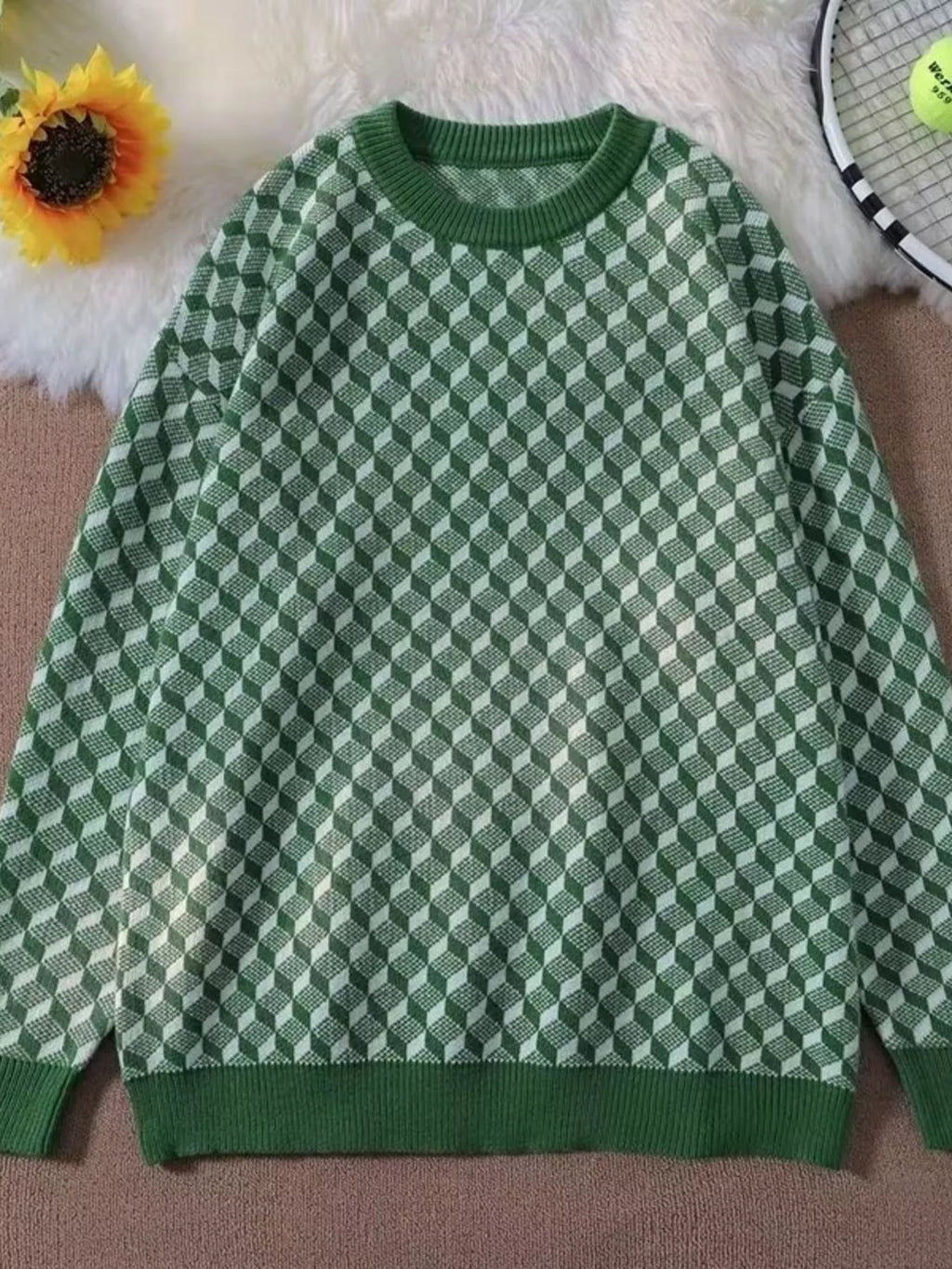 Men's Full Size Round Neck Long Sleeve Sweater Plus Size
