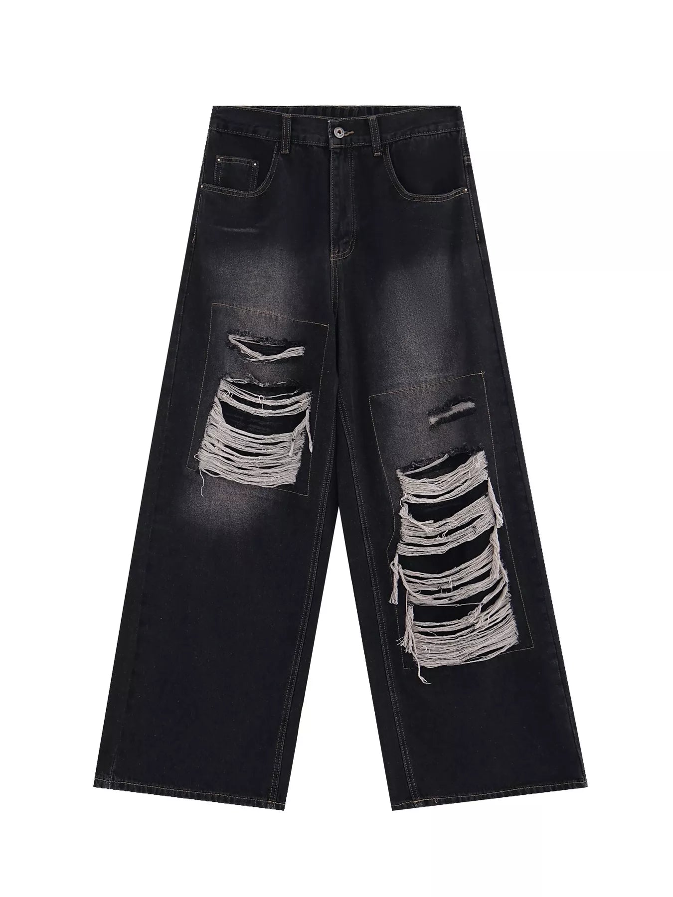 Men's Plus Size Distressed Wide Leg Jeans
