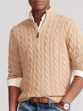 Men's Full Size Cable Knit Half-Zip Sweater Plus Size