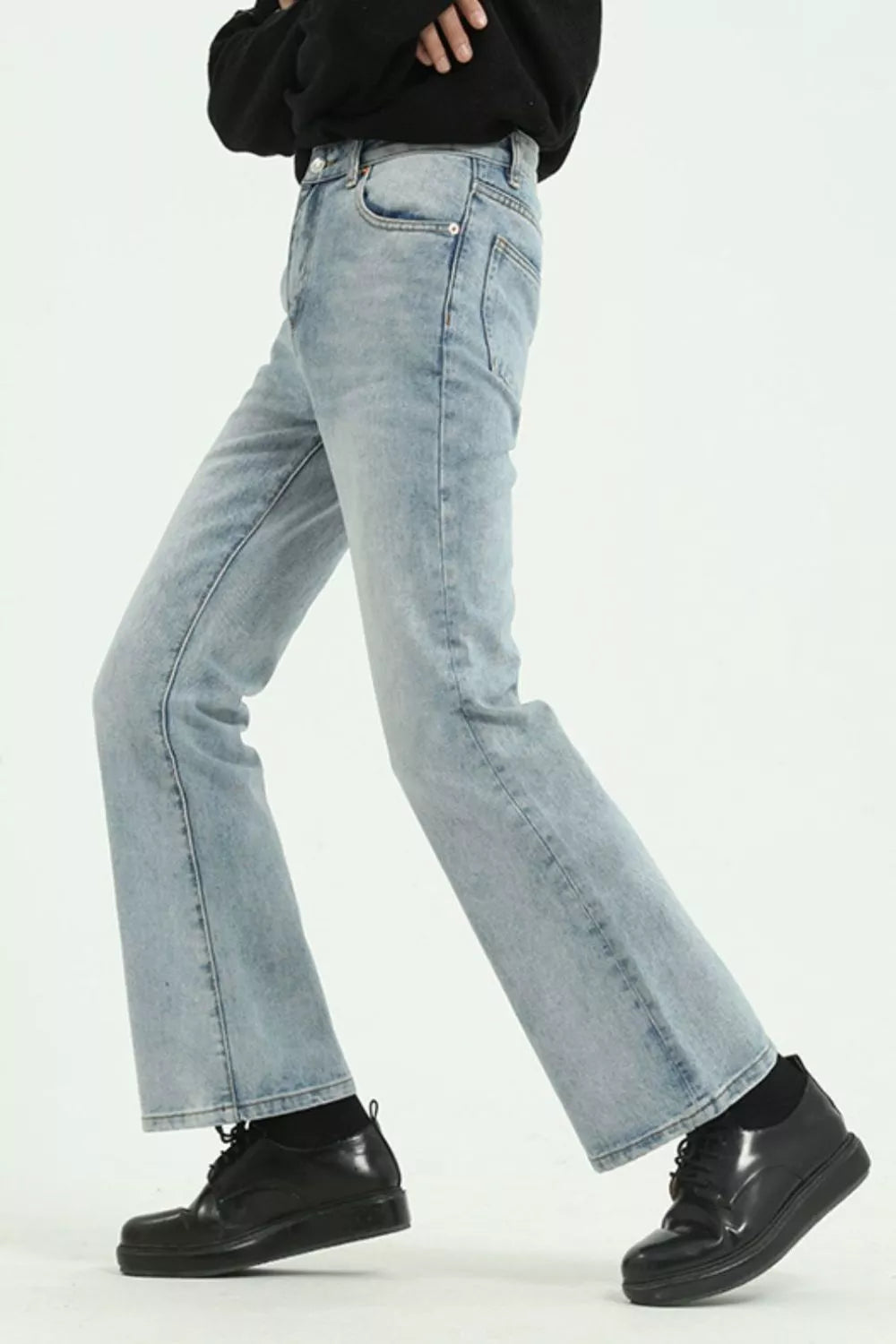 Men's Vintage Wash Straight Leg Jeans with Pockets