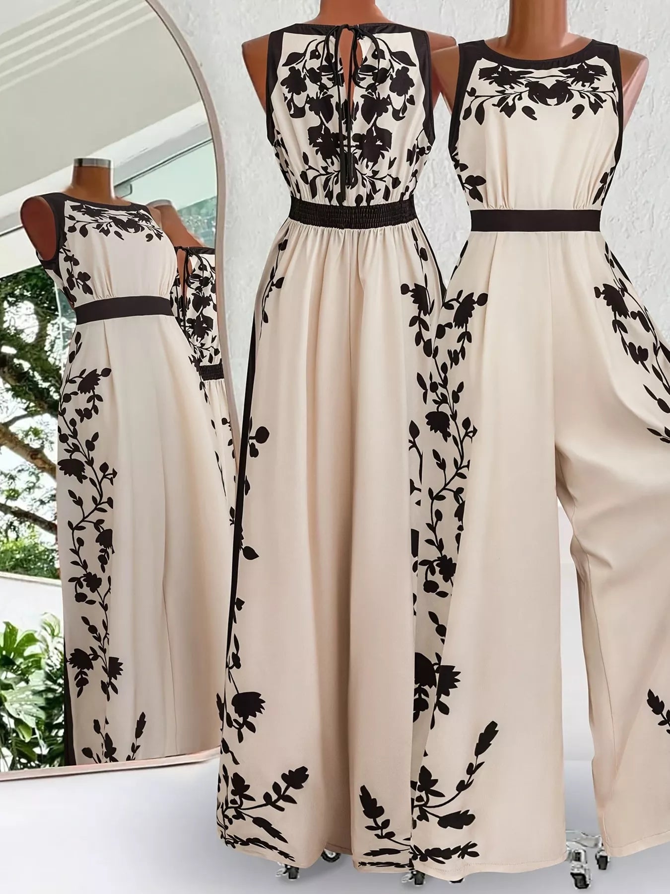 Printed Sleeveless Wide Leg Jumpsuit
