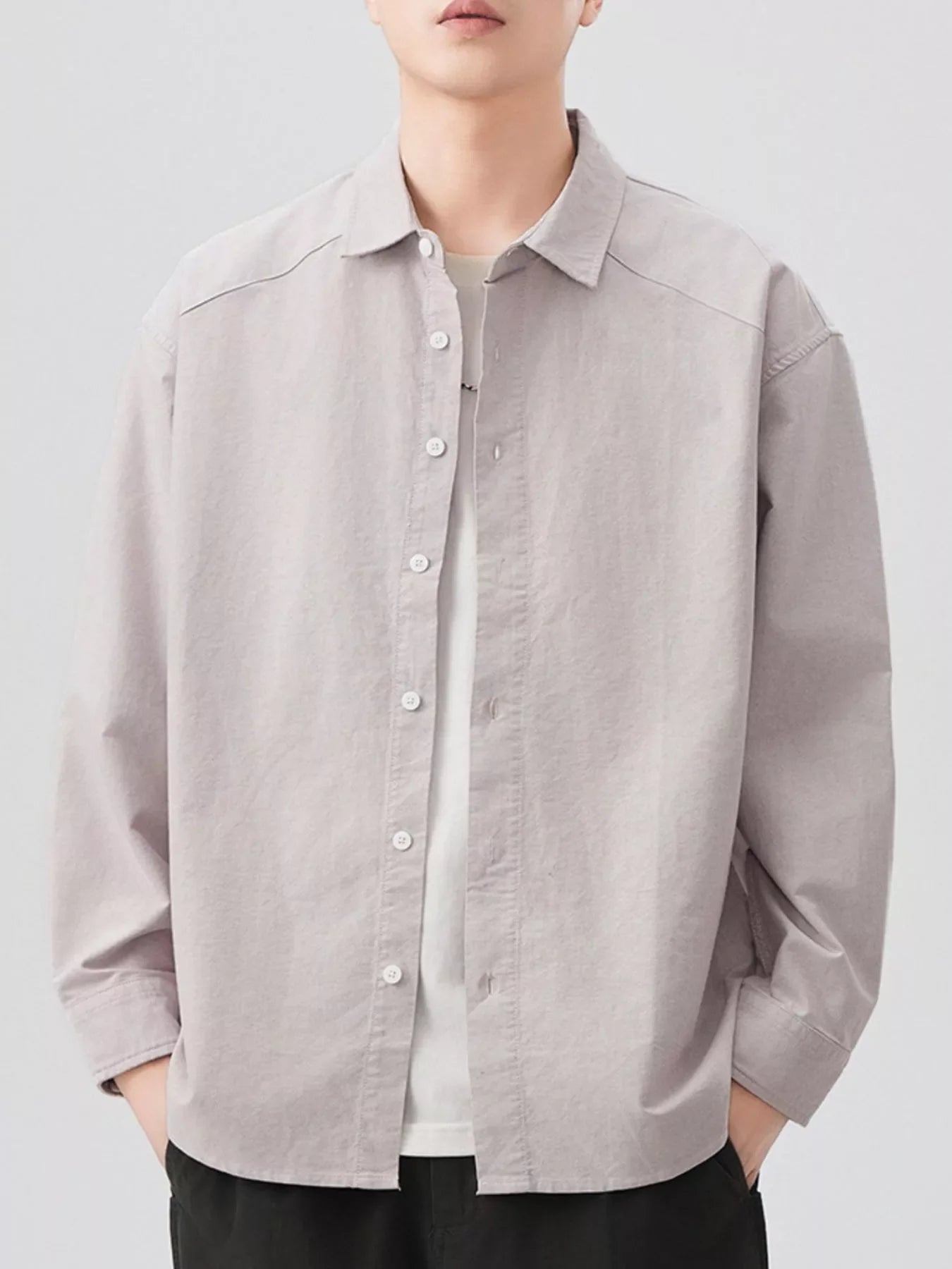Men's Plus Size Button Up Long Sleeve Shirt