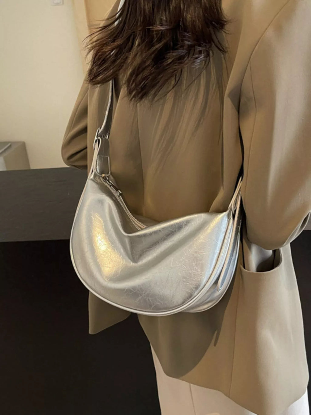 Adjustable Strap Crescent Crossbody Bag