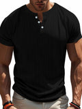 Men's Full Size Button Detail Short Sleeve T-Shirt Plus Size