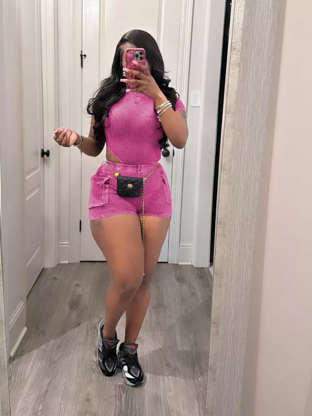 Ribbed Knit Bodysuit and Shorts Set