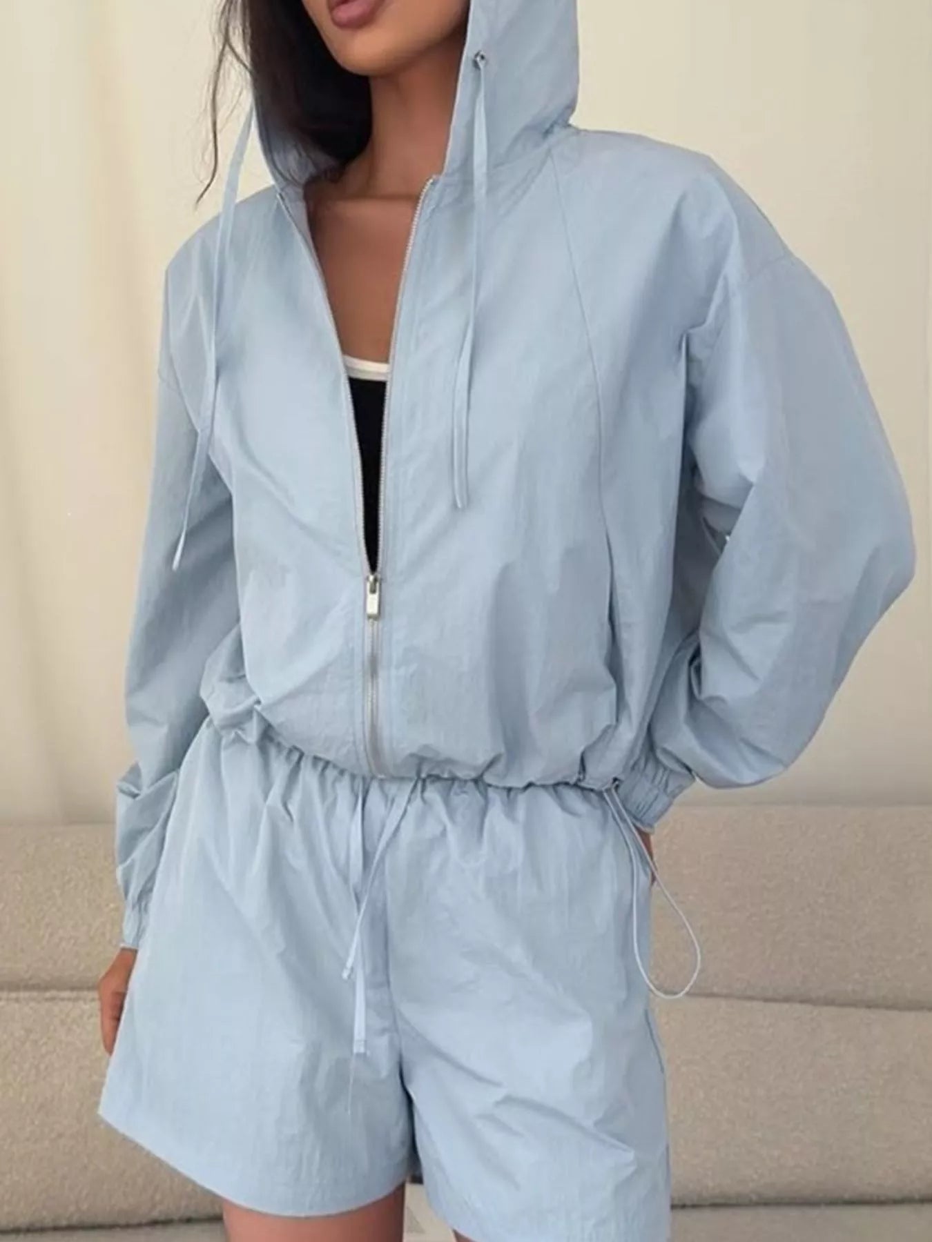 Lightweight Hooded Jacket and Shorts Set