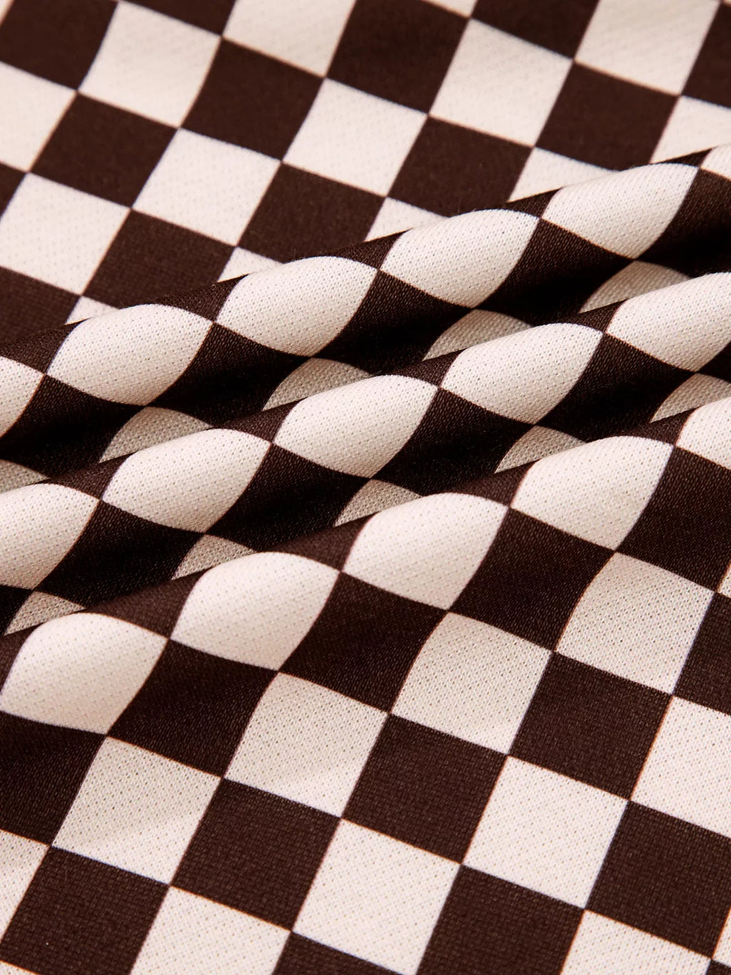 Checkered Drawstring Hoodie and Pants Set