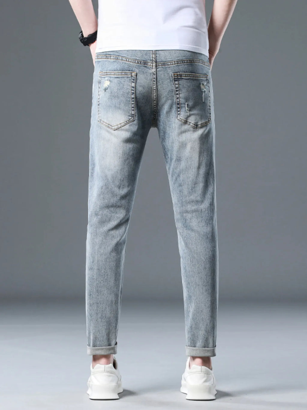 Men's Plus Size Distressed Slim Fit Jeans