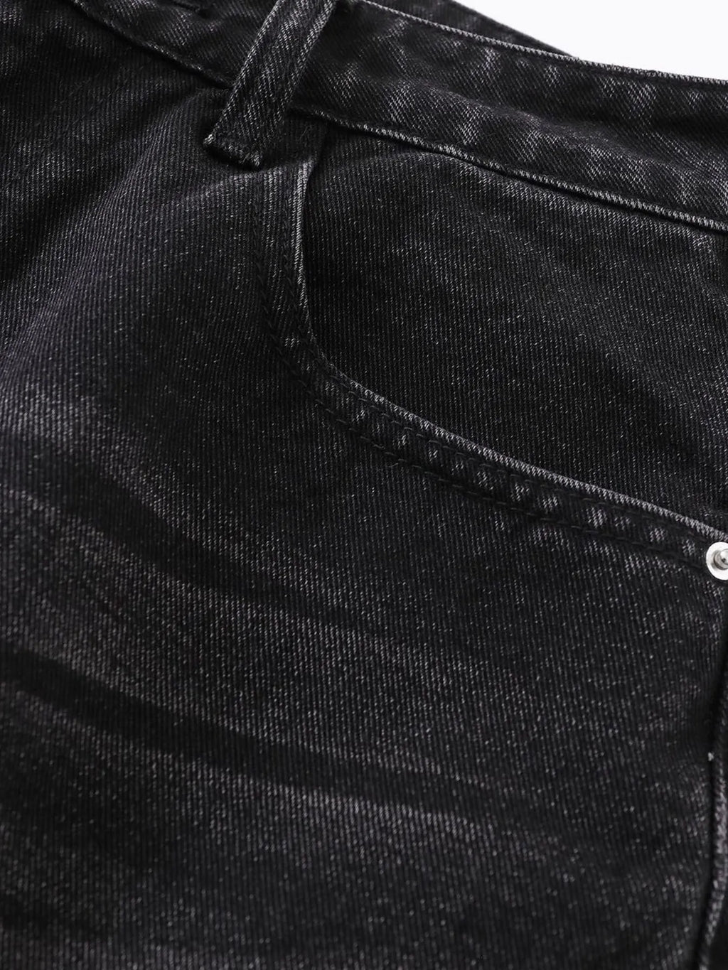 Men's Distressed Denim Shorts with Plaid Patches