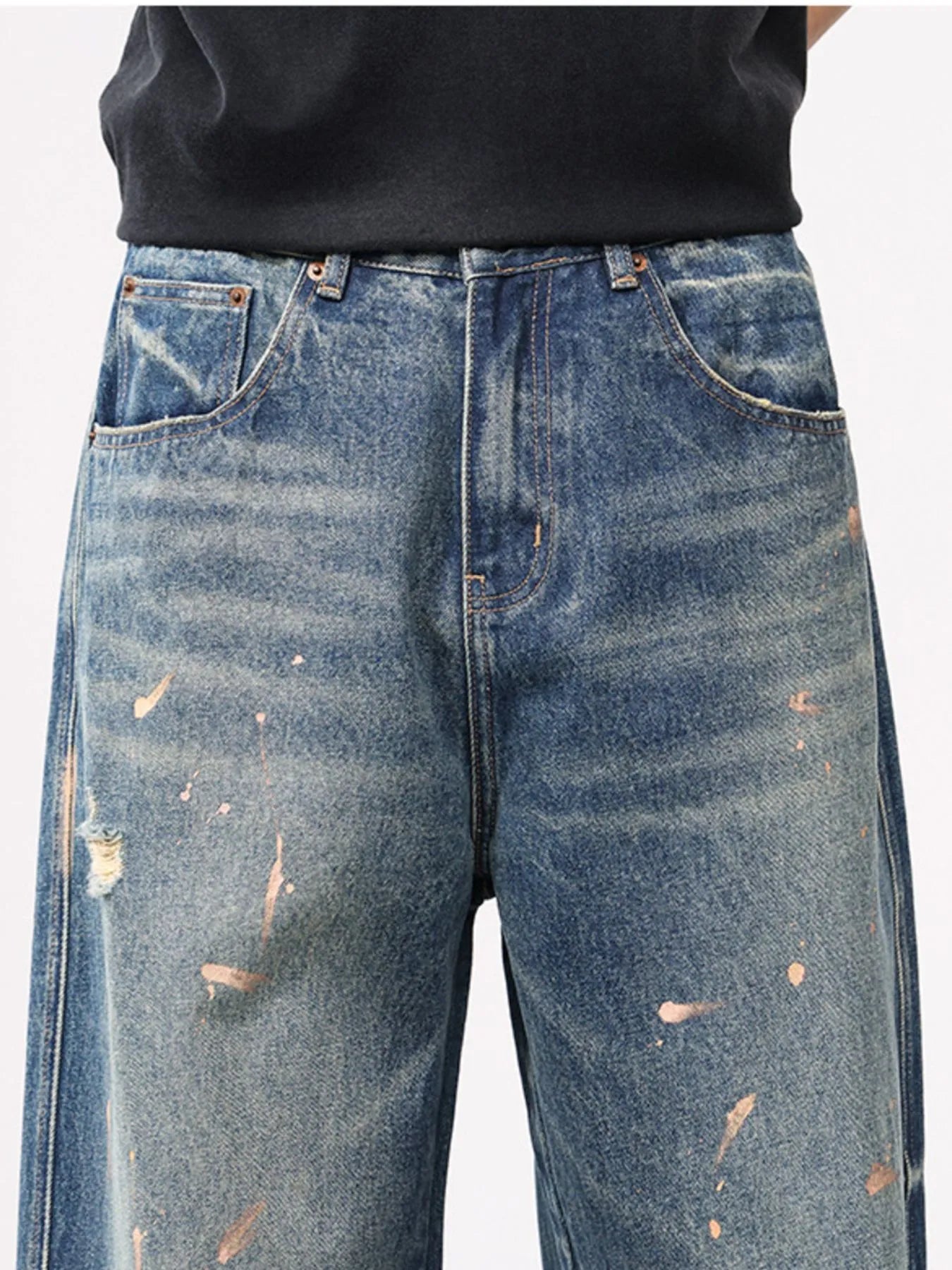 Men's Full Size Distressed Wide Leg Vintage Jeans Plus Size