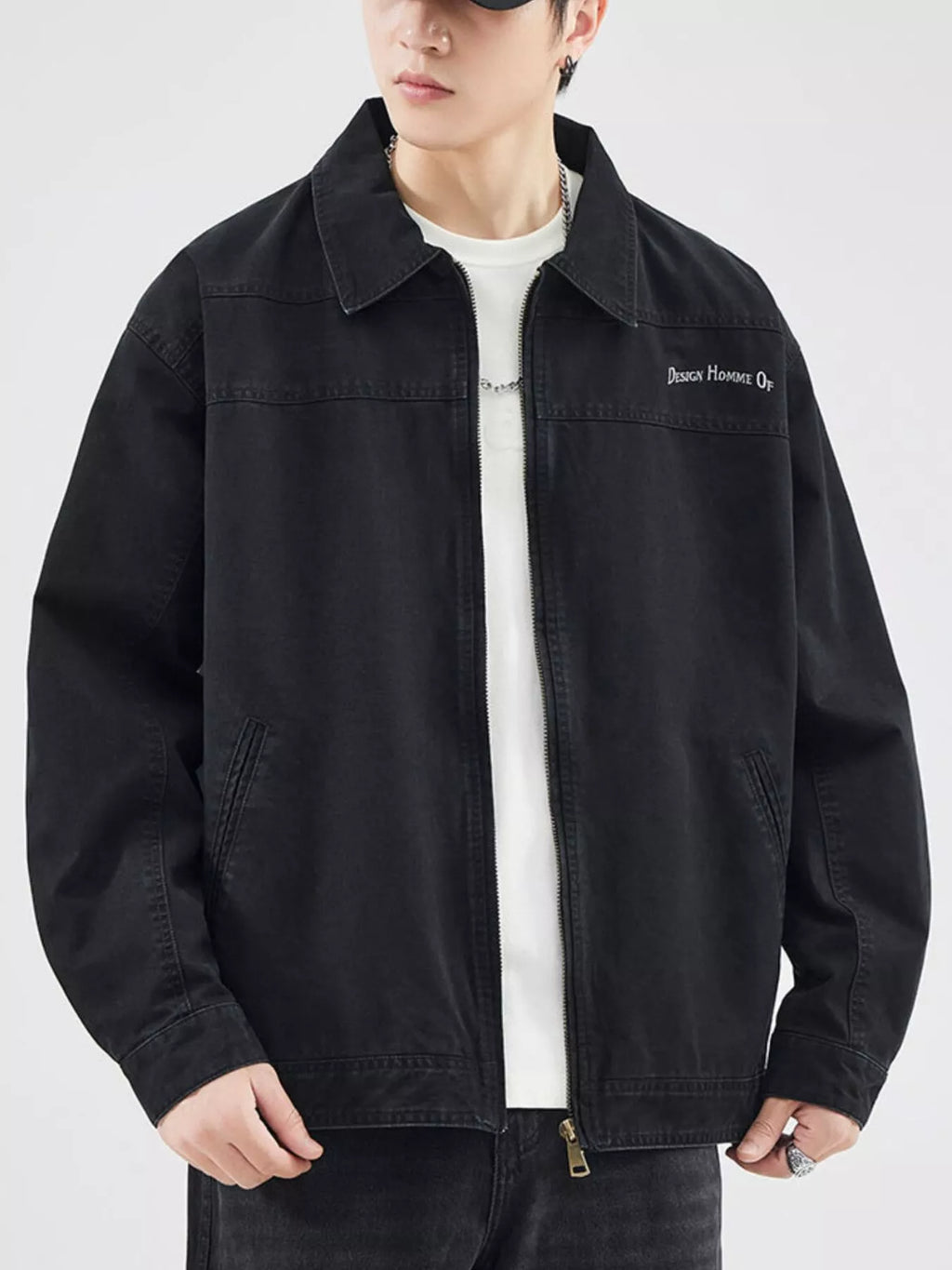 Men's Plus Size Zip Up Long Sleeve Jacket