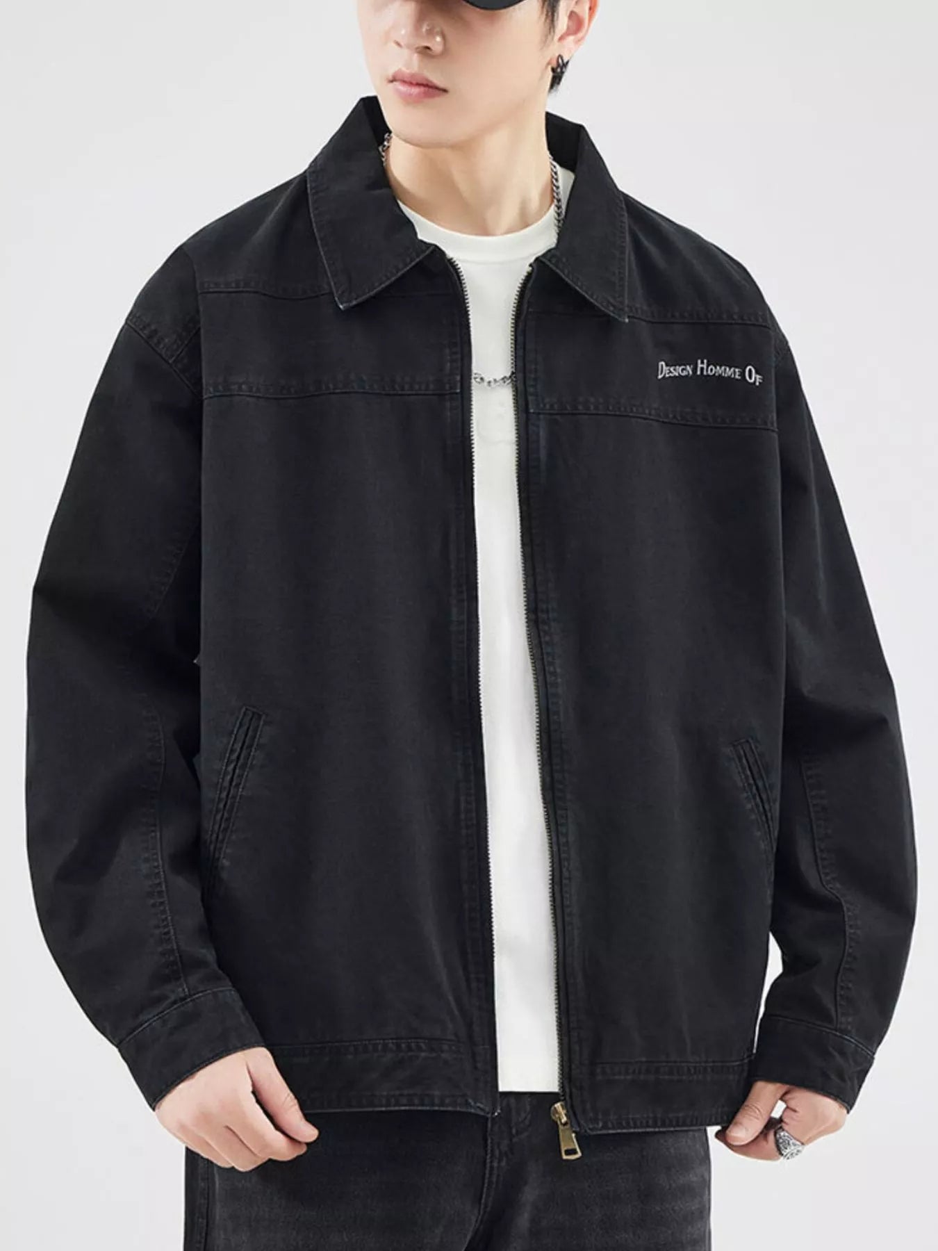 Men's Plus Size Zip Up Long Sleeve Jacket