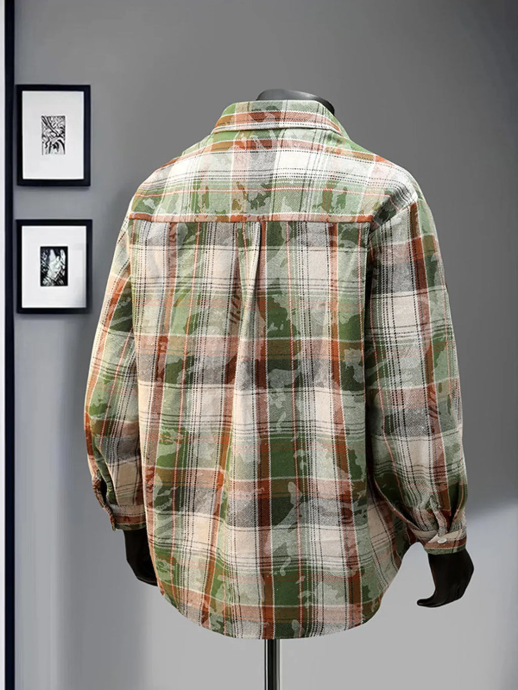 Men's Full Size Plaid Print Long Sleeve Shirt Plus Size
