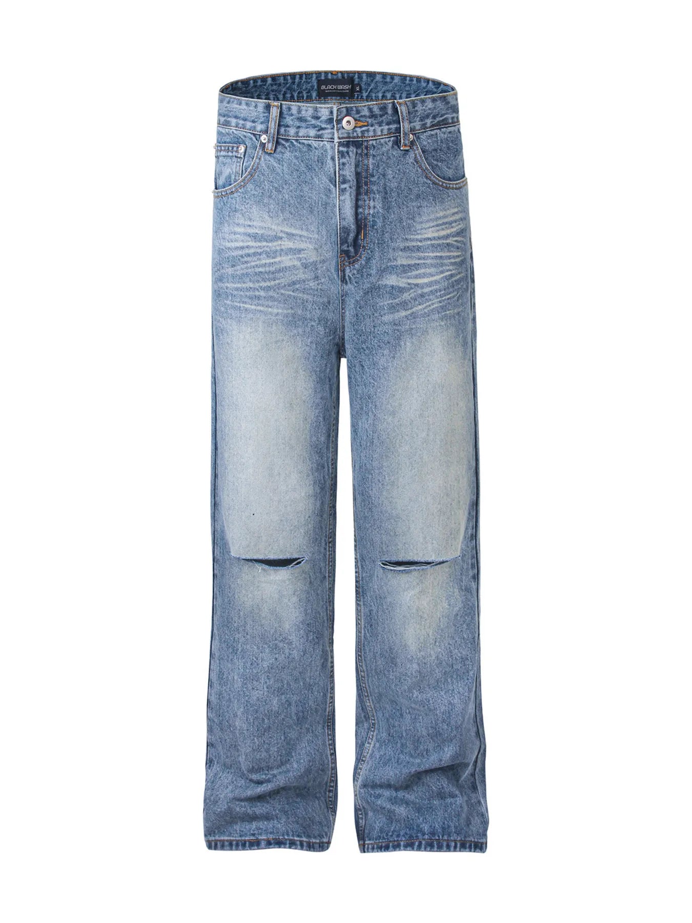 Men's Washed Distressed Relaxed Fit Jeans