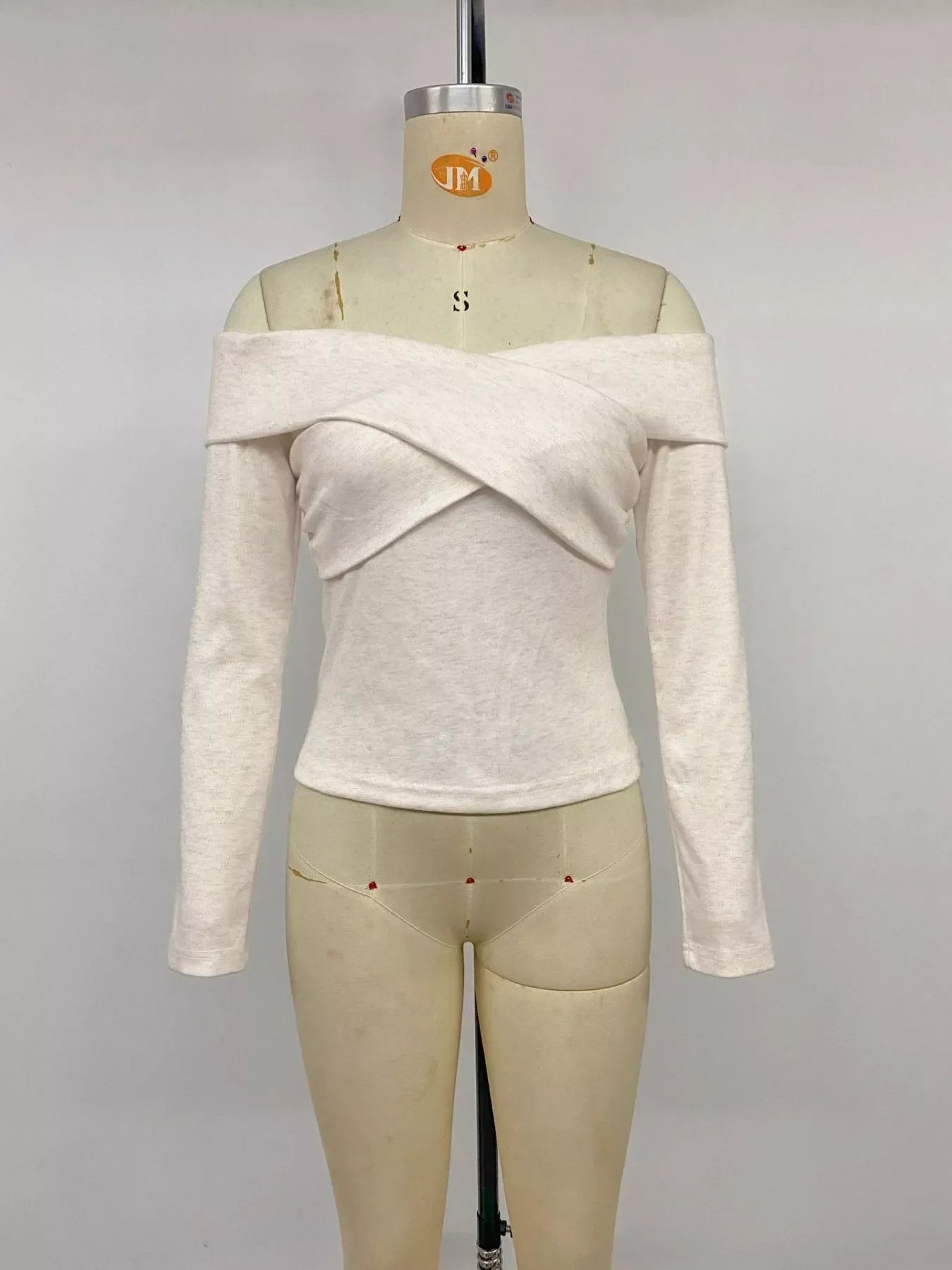 Crisscross Off-Shoulder Long Sleeve Top