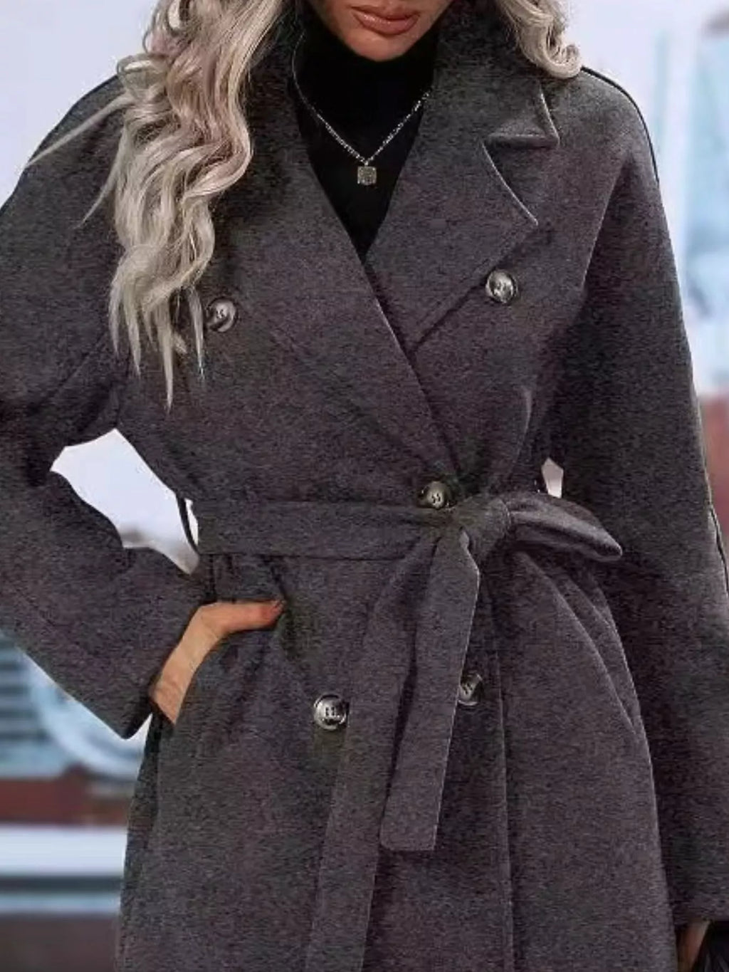 Double-Breasted Lapel Collar Overcoat