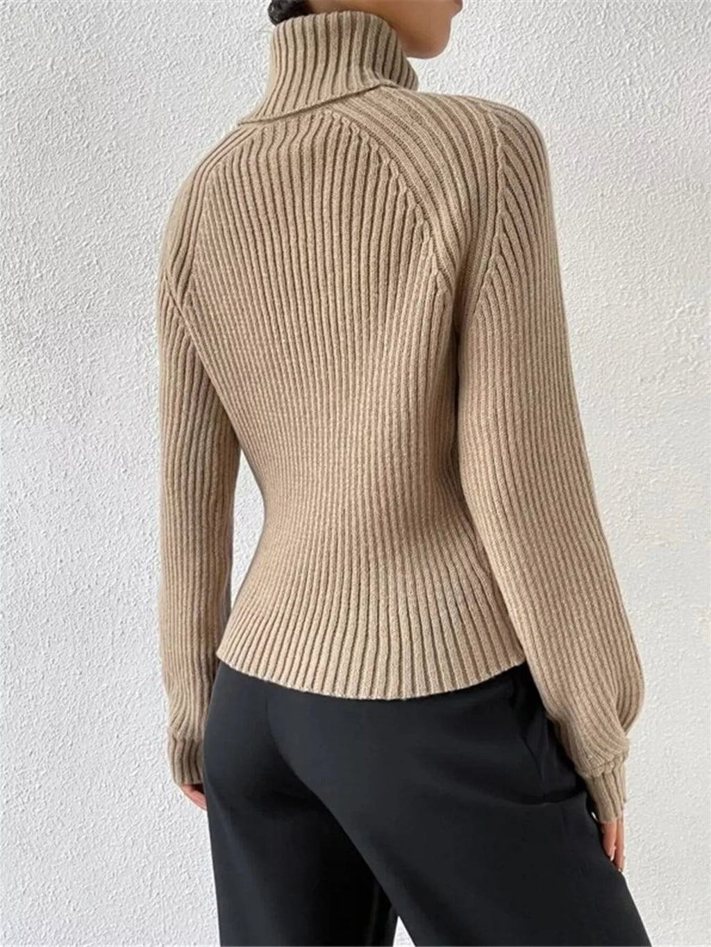 Ribbed Knit Turtleneck Sweater