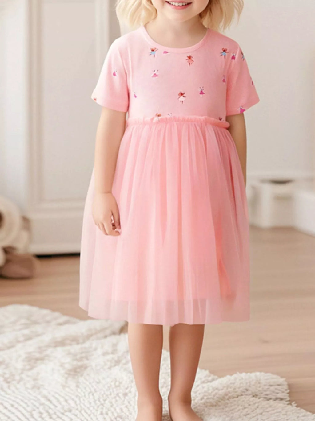 Children's Rainbow Print Tulle Dress