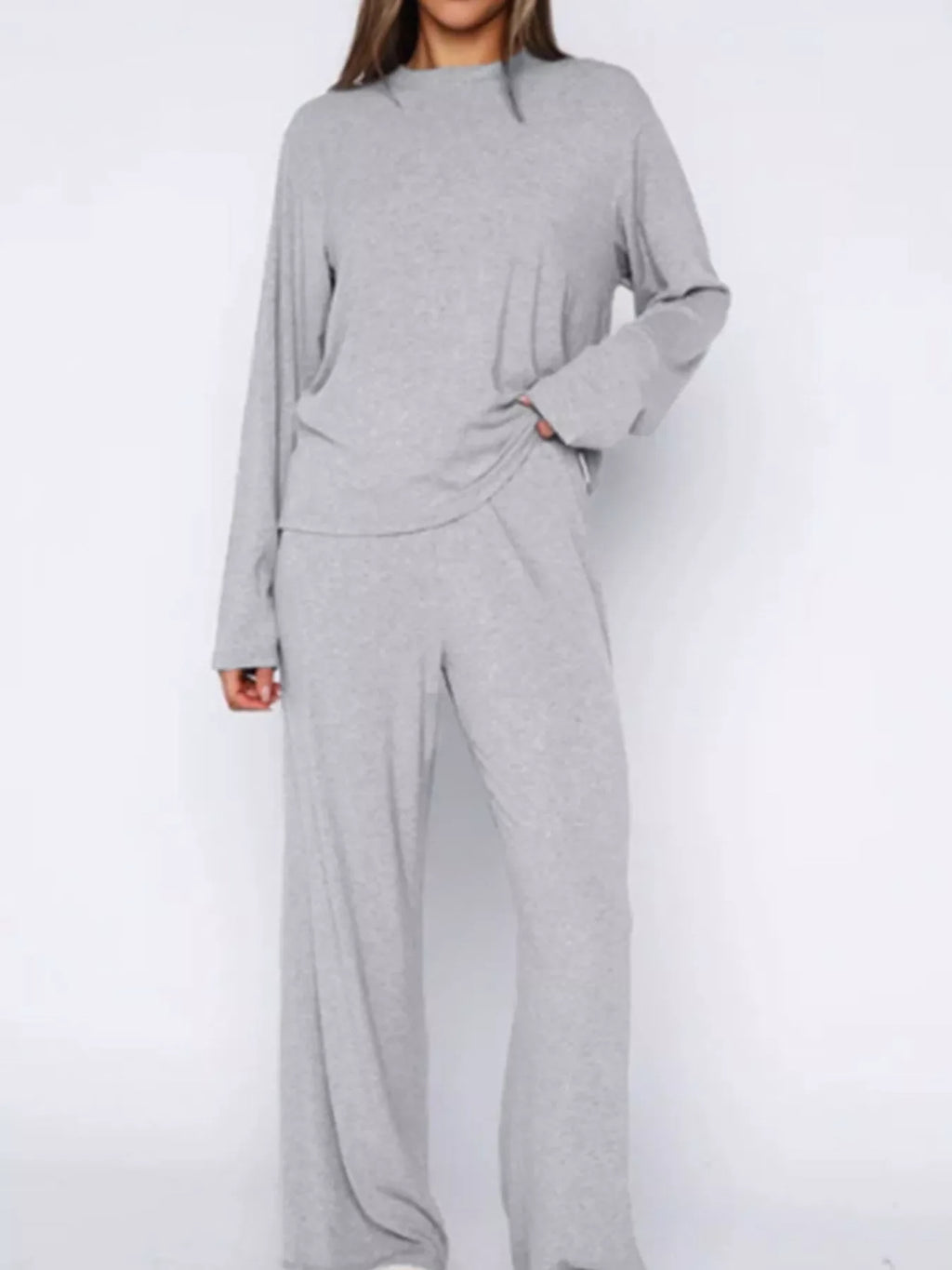 Relaxed Fit Long Sleeve Top and Pants Set
