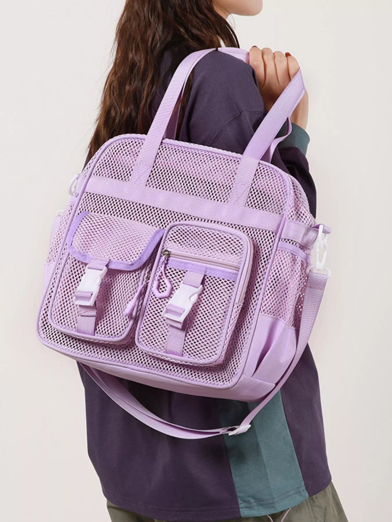 Nylon Crossbody Bag with Buckle Details