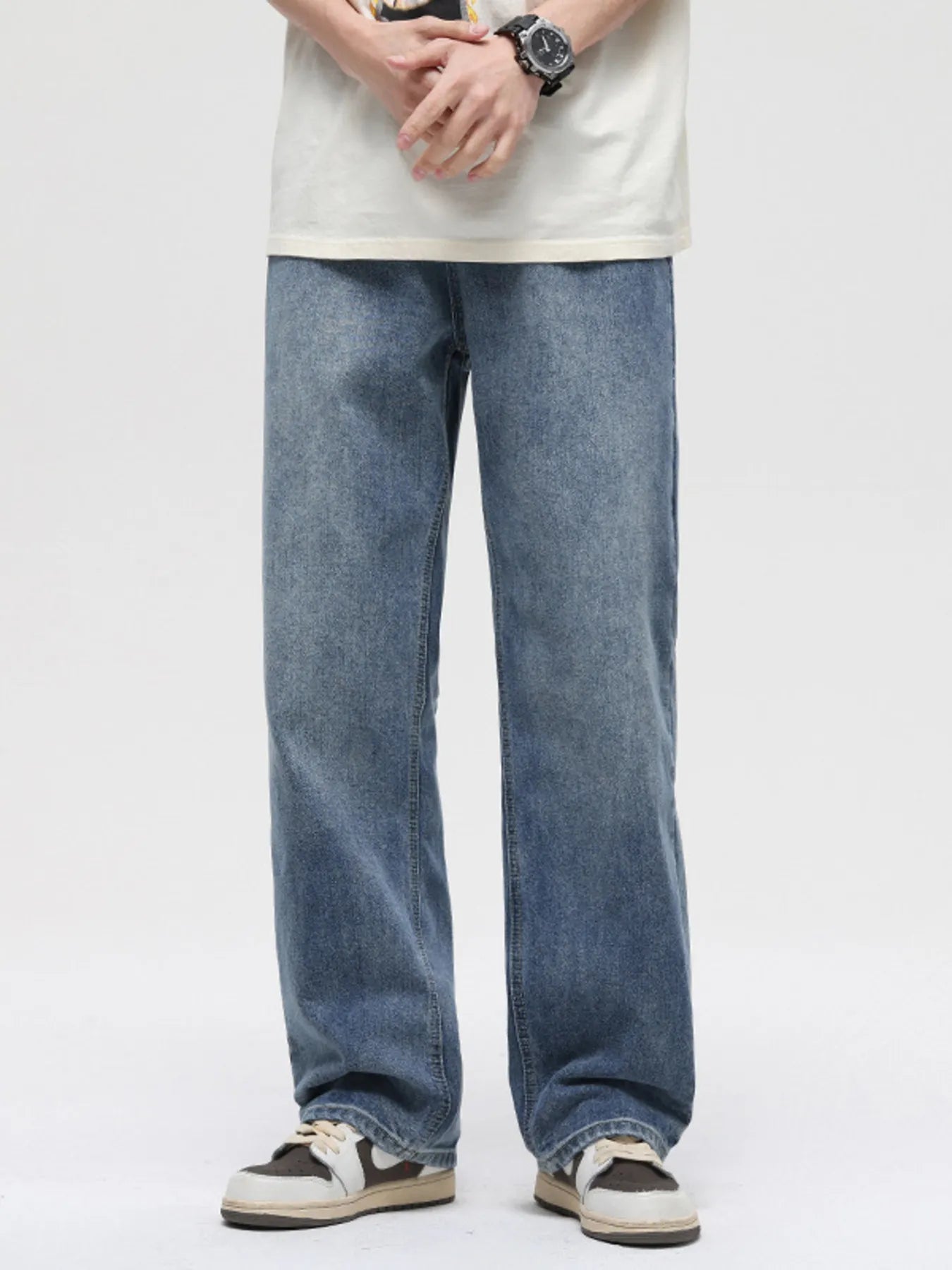 Men's Full Size Vintage Washed Loose Fit Jeans Plus Size