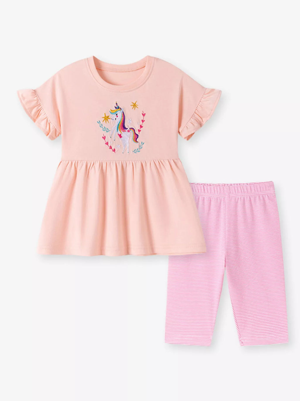 Children's Unicorn Embroidered Top & Capri Leggings Set