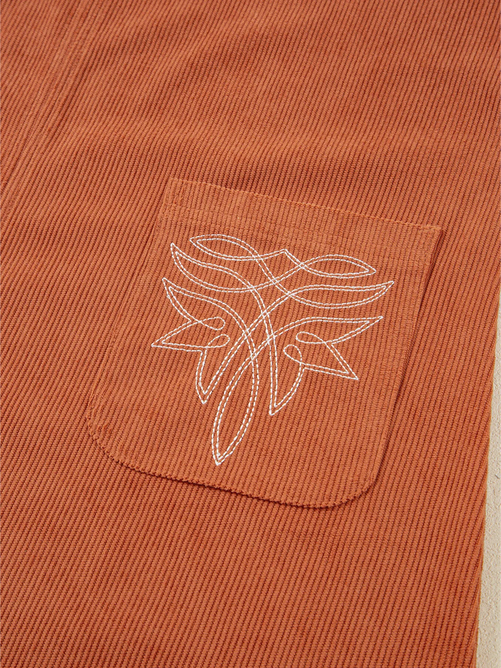 Corduroy Western Embroidered Patched Pocket Shift Sleeveless Mini Dress