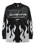 Men's V-Neck T-Shirt with Flame Graphics