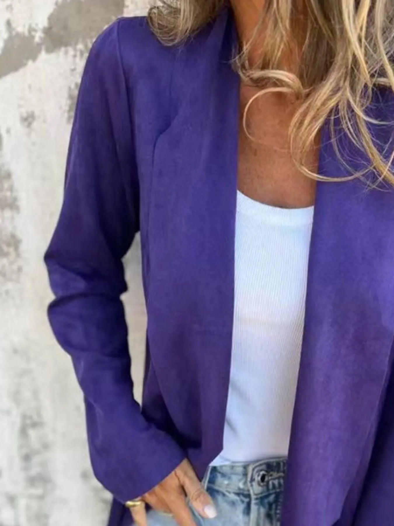 Full Size Open Front Casual Cardigan Plus Size