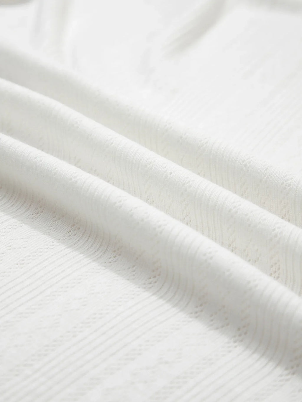 Scalloped Lace Trim Jacquard Textured T Shirt