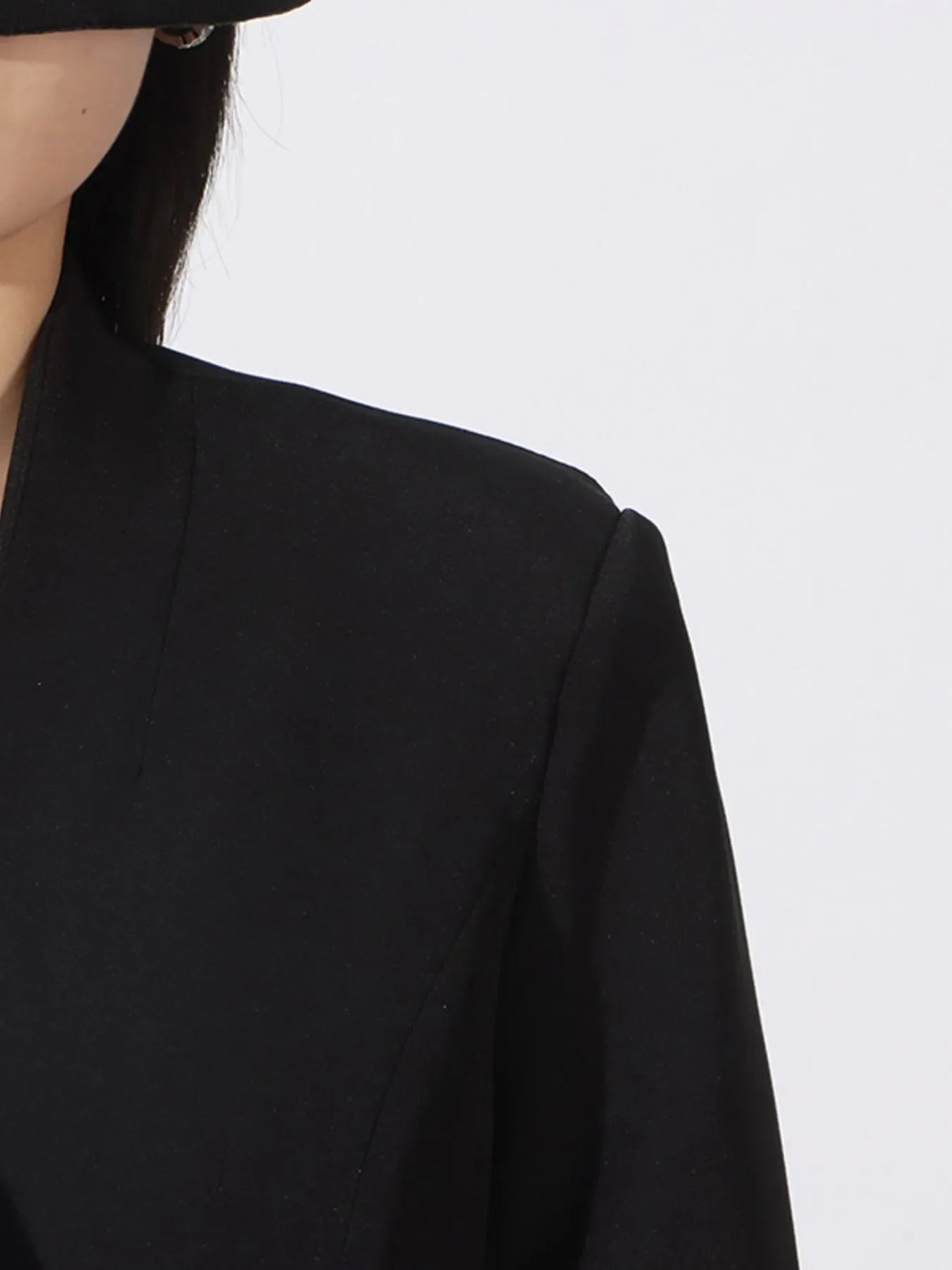 Flower Button Front Long Sleeve Blazer