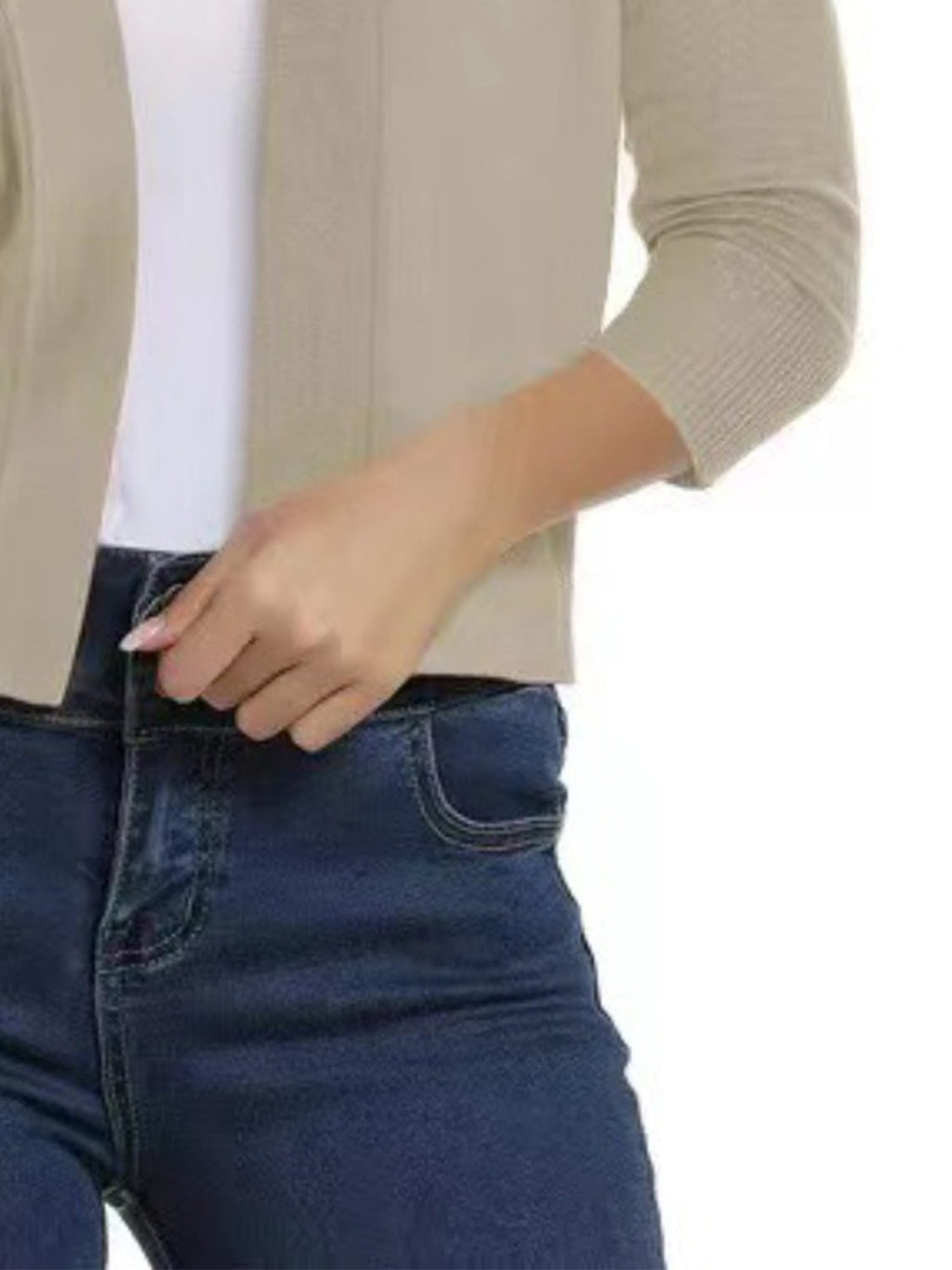 Viscose Blend Open Front Cardigan