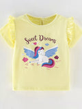 Children's Unicorn Graphic Ruffle Short Sleeve T-Shirt