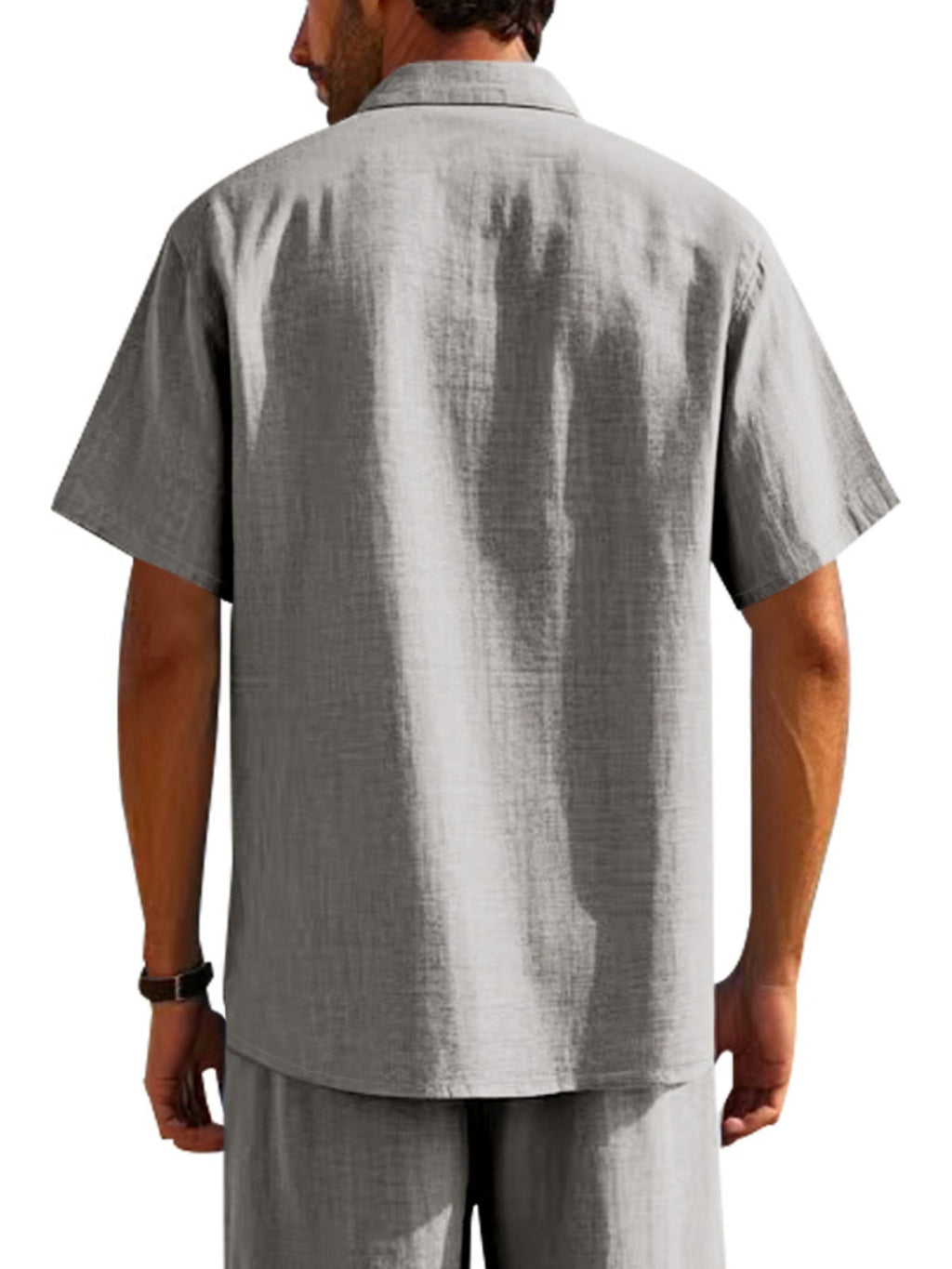 Men's Full Size Short Sleeve Shirt with Pockets Plus Size
