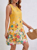 Floral Print Sleeveless Casual Mini Dress