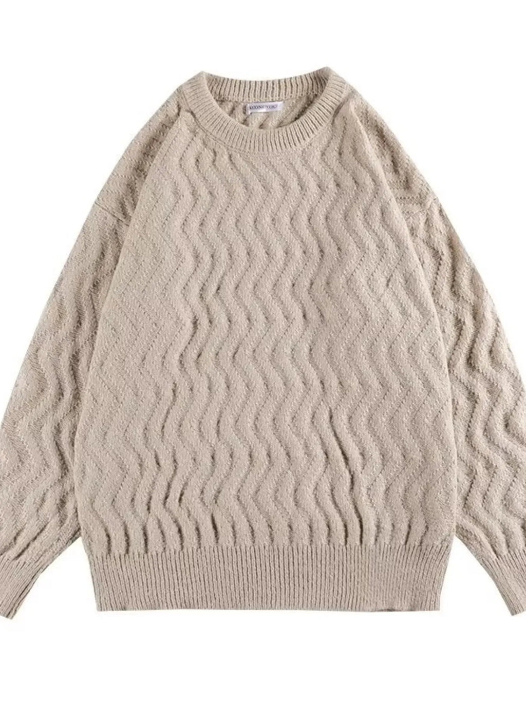 Men's Textured Wave Knit Sweater