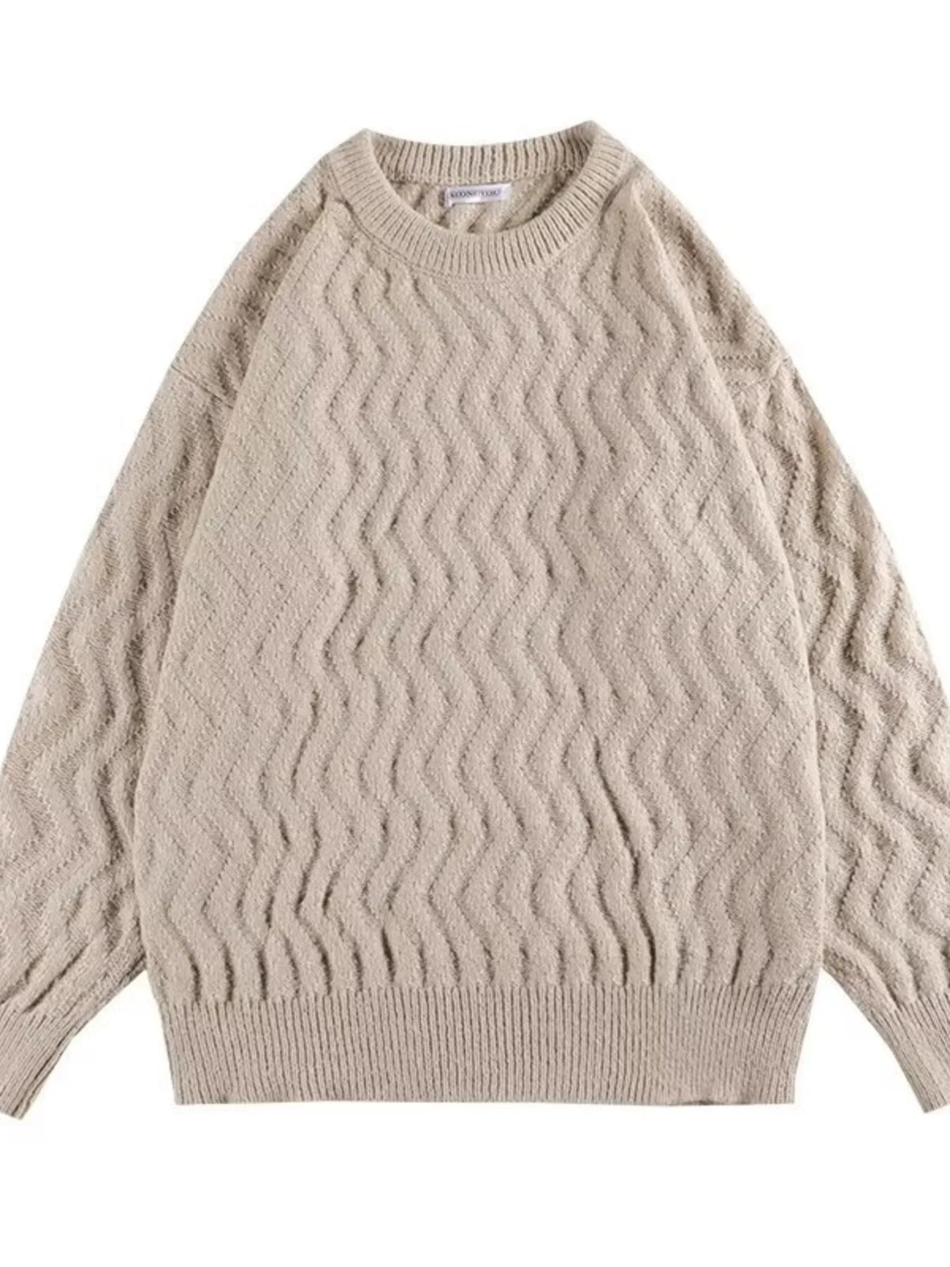 Men's Textured Wave Knit Sweater