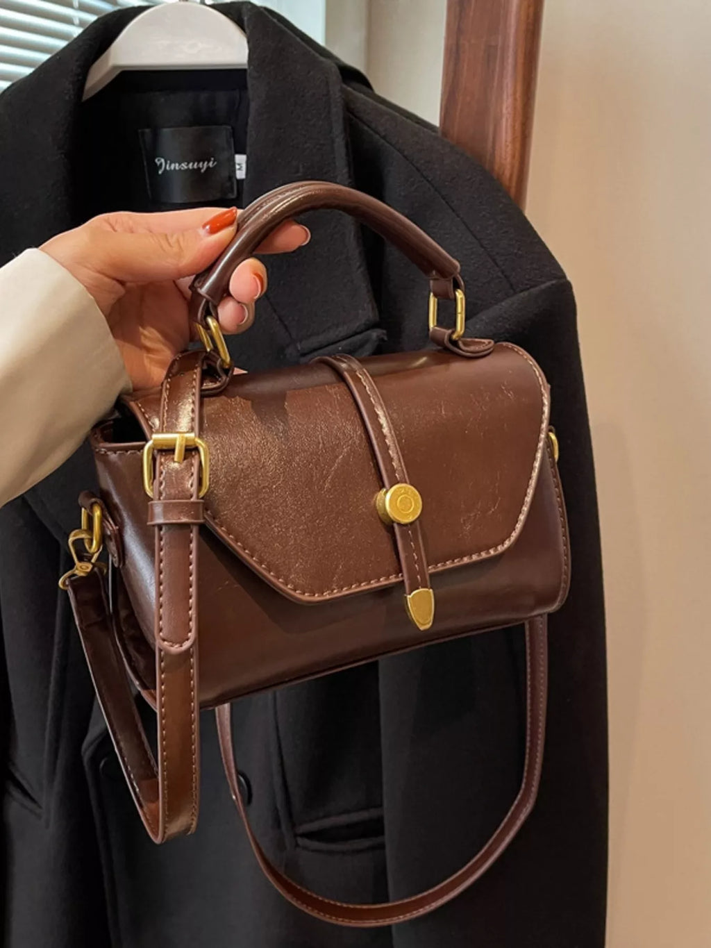 Leather Top Handle Crossbody Bag