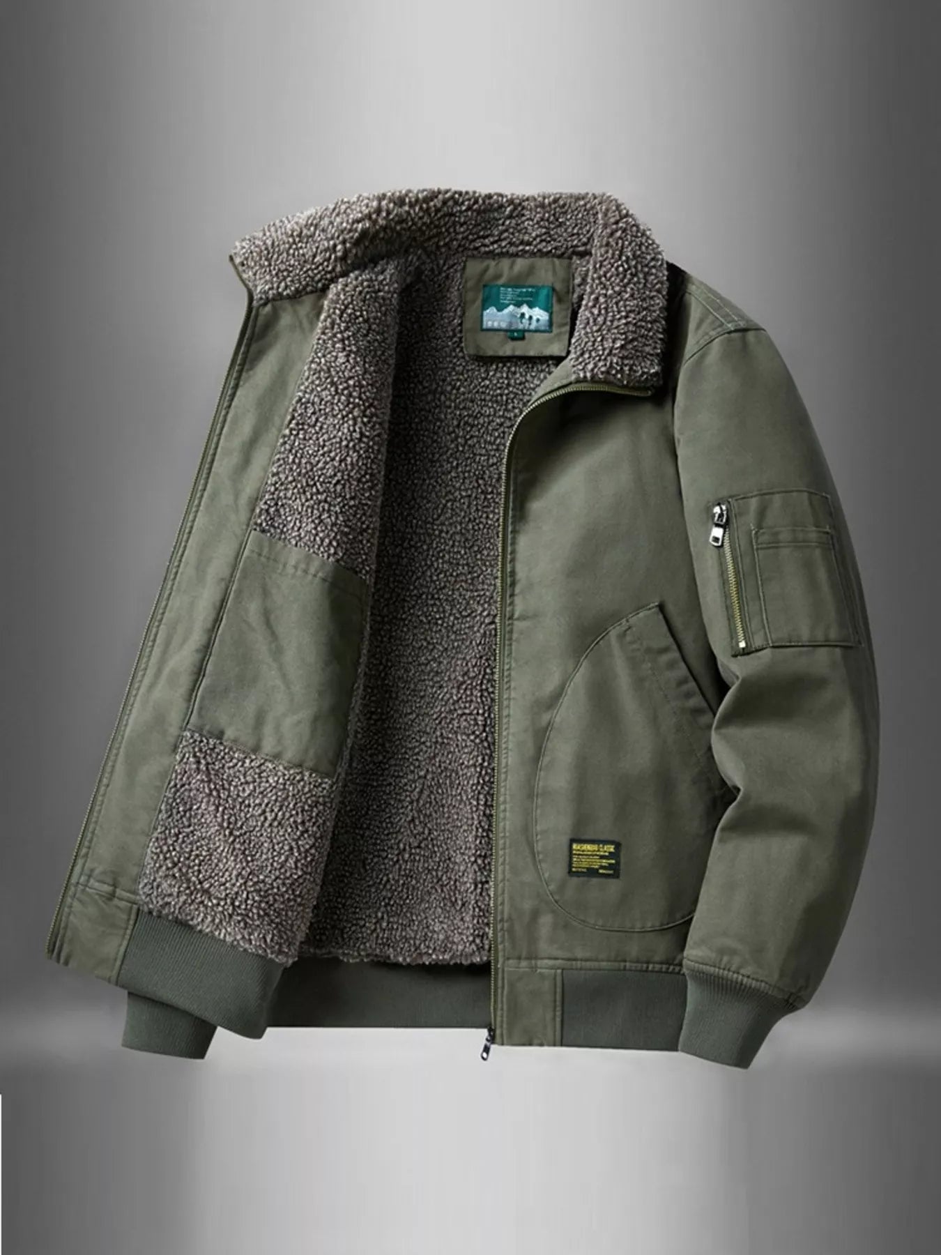 Men's Plus Size Zip Up Fur Collar Jacket
